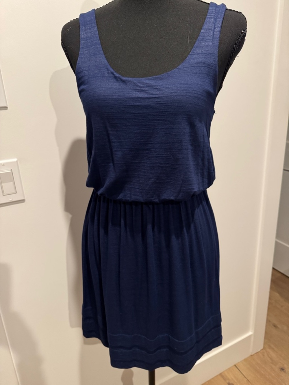 Navy Sleeveless Blouson Waist Mini Dress
